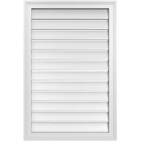 Ekena Millwork Vertical Surface Mount PVC Gable Vent: Functional, w/ 2"W x 1-1/2"P Brickmould Frame, 24"W x 36"H GVPVE24X3602SF